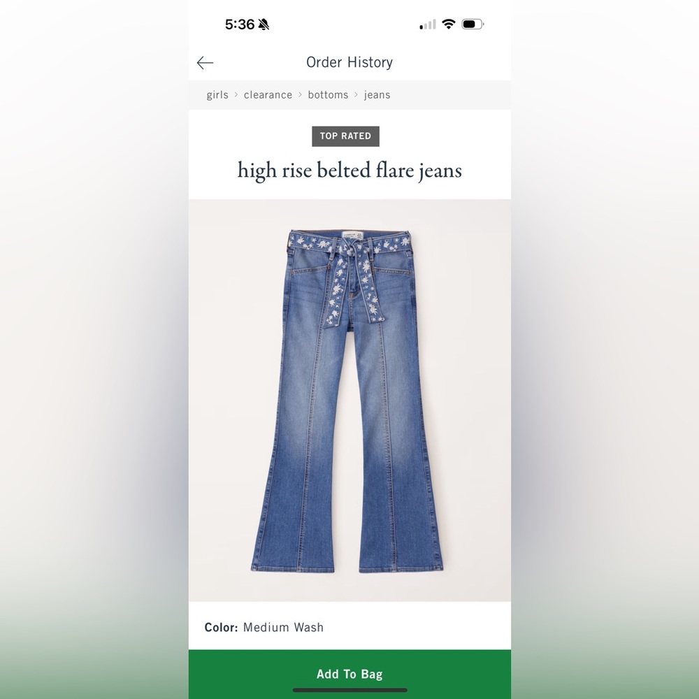 Abercrombie Kids Blue Flared Jeans with Floral Belt